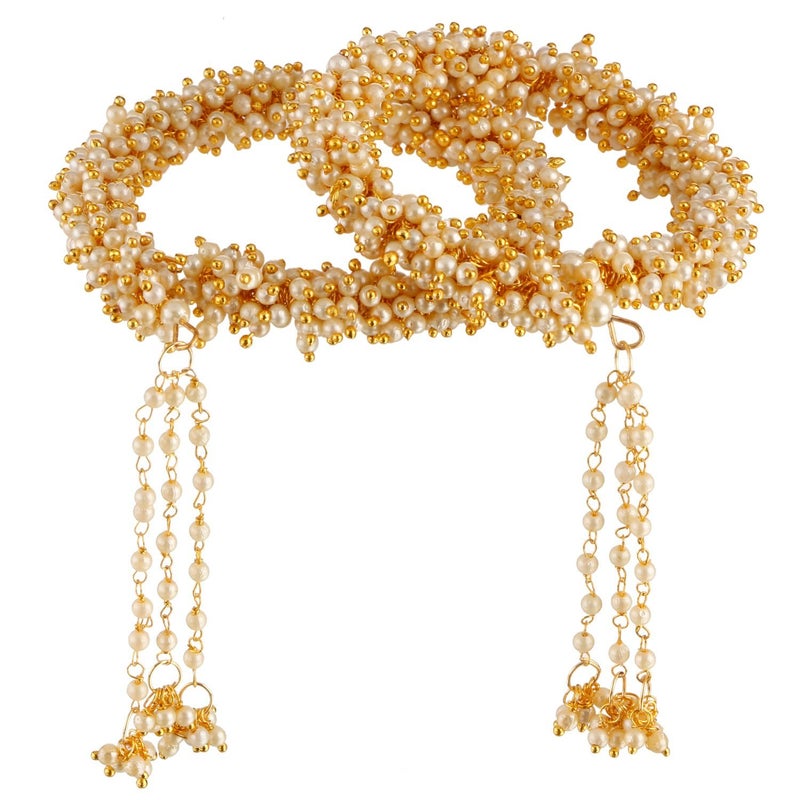 Efulgenz Indian Handmade Pearl Beaded Lumba Rakhi Bracelet Bangle Jewelry Set for Women Girls Gift for Bhabhi Sister (2 pc) - Image 1